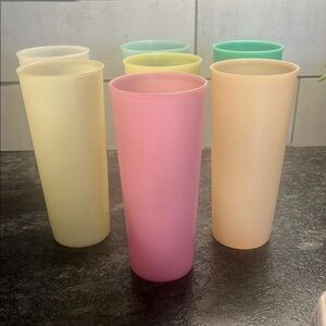Set of 7 Colorful 16oz Vintage Tumblers by Tupperware. Pastel colors. Li…